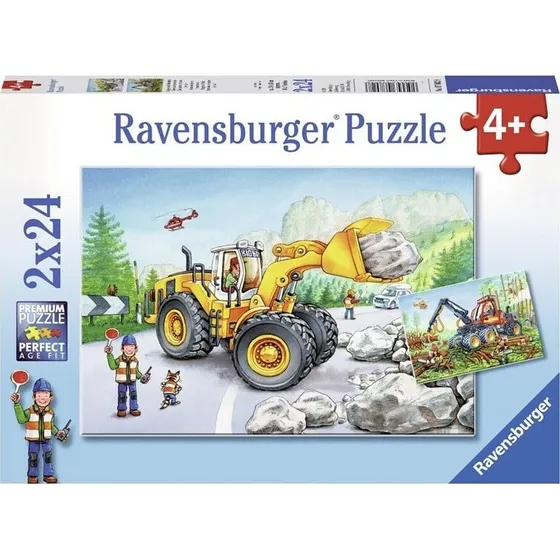 Ravensburger Puslespil 2x24 – Gravemaskine og Traktor