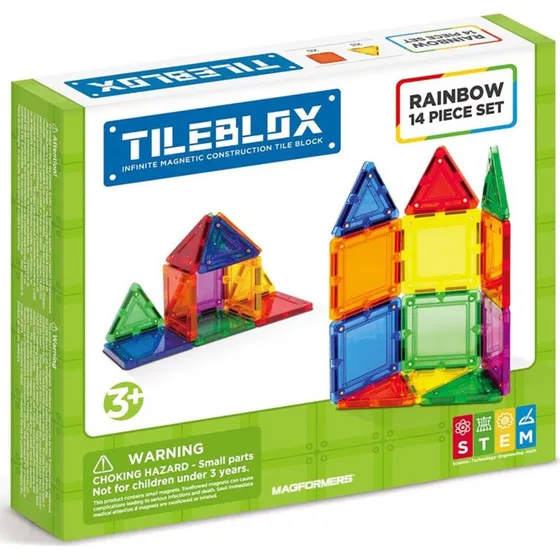 Tileblox Magnetisk Regnbue Sæt - 14 dele