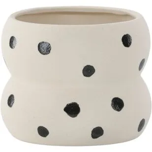 Venture Design Dapne krukke 16 cm – hvid med sorte prikker