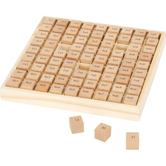 Gange-/Multiplikationsbræt i træ – Tabeller 1–10