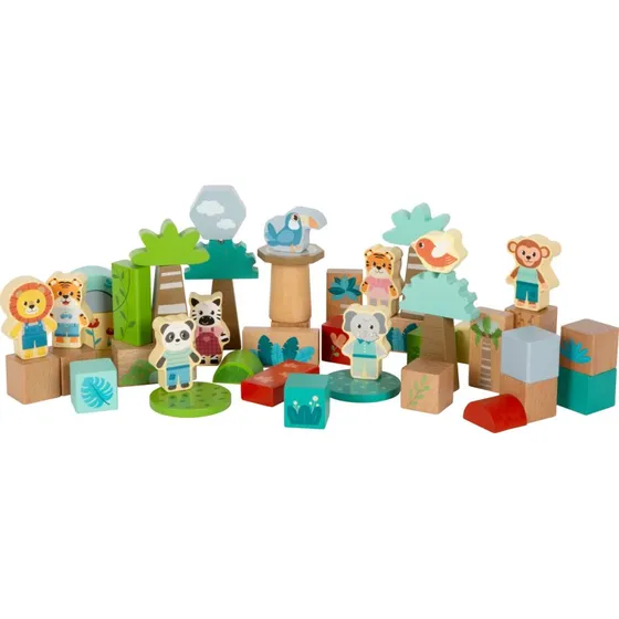 Small Foot Træbyggeklodser - Junglevenner 50 dele