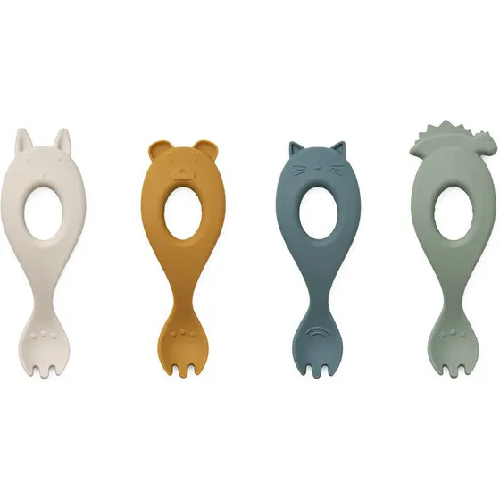 Liewood gafler i silikone 4 stk, 14 cm - Green Mix