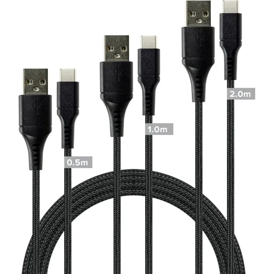 Speedlink USB-A til USB-C kabelsæt, 3 stk. sort