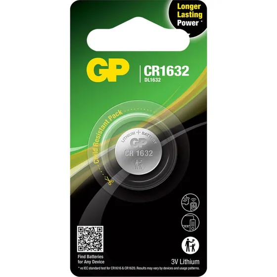 GP CR1632 3V lithium knapcelle - 1 stk