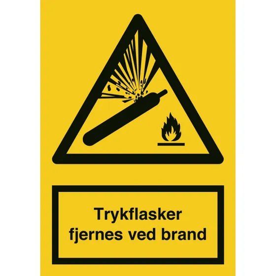 Otto Schachner Advarselsskilt: Trykflasker fjernes ved brand, A4