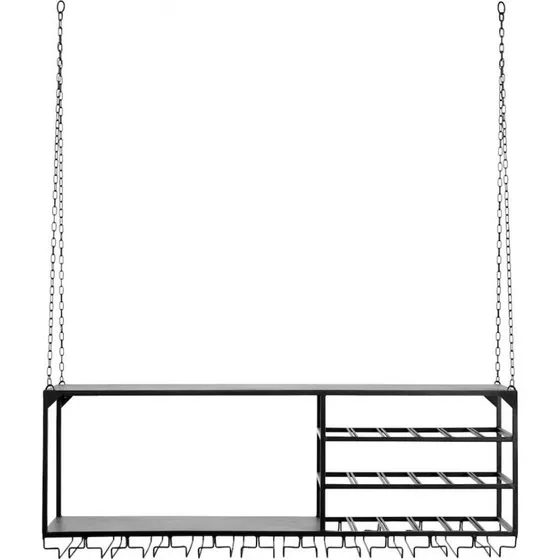 Nordal LOFT Køkkenhylde til ophæng, sort jern, 120x30 cm