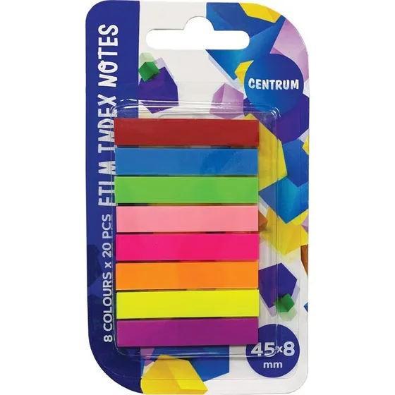 CENTRUM StickNotes 8 farver 45×8 mm – neon markeringsmærker
