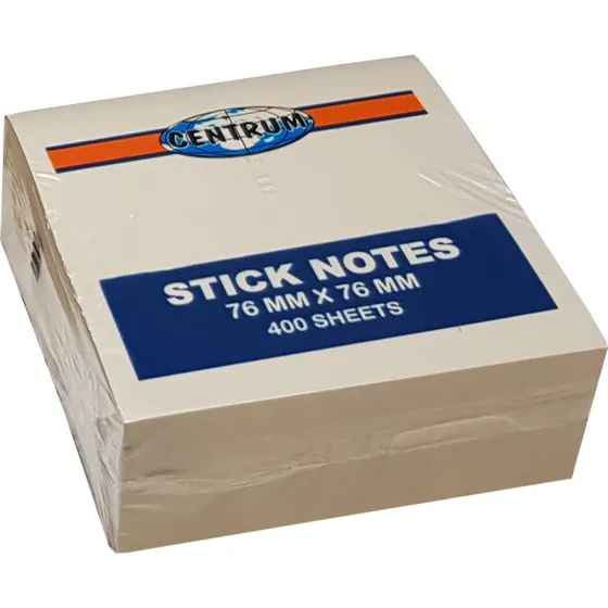 Centrum StickNotes 75x75 mm – 400 ark, pastelgul