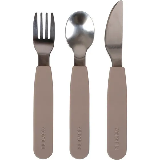 Filibabba Silikone Bestiksæt Warm Grey