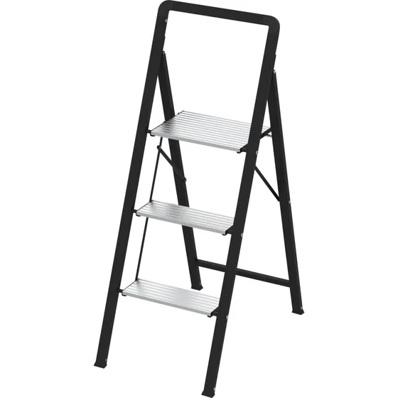 3-trins trappestige i aluminium og stål, 113 cm