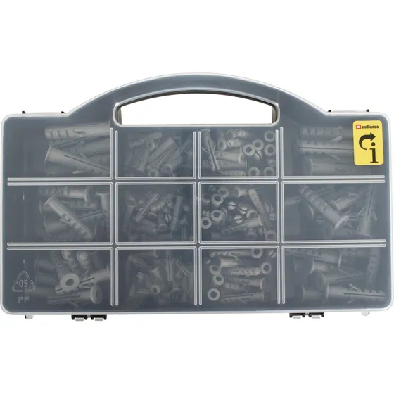 Work>it Assorteret sæt nylonplugs i sortimentsskasse, 230 dele