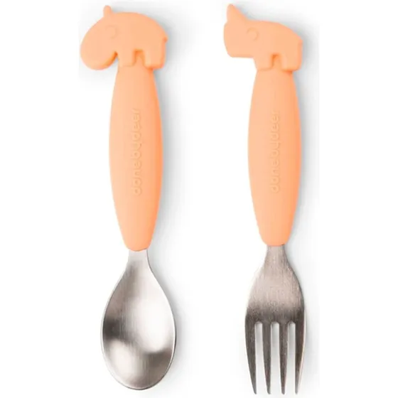 Done by Deer Easy Grip Bestiksæt 2-pak Coral (gaffel & ske)