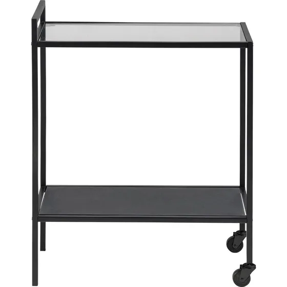 Ea rullebord i sort metal og glas, 60x30x75cm