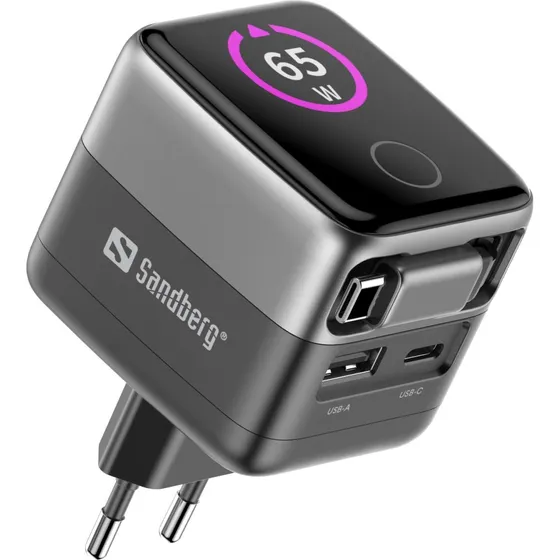 Sandberg Travel Charger PD65W Display + Cable