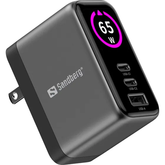 Sandberg Travel Charger PD65W Display