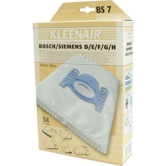 Kleenair BS7 støvsugerposer til Bosch & Siemens (5 stk + microfilter)