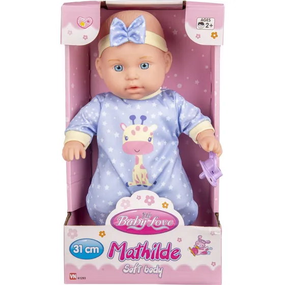 My Baby Love Softbody dukke med sut, 31 cm, blå sparkedragt
