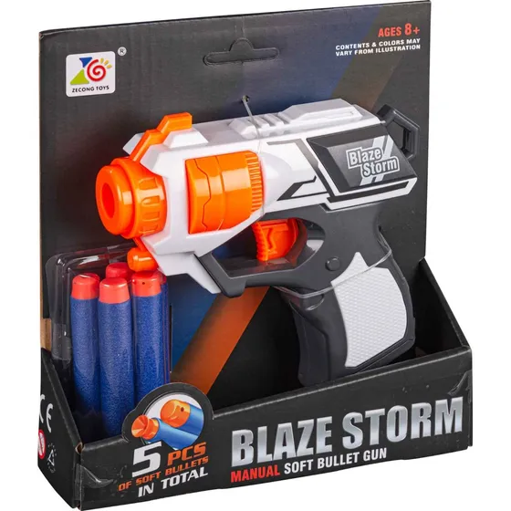 Air Shooter Blaze Storm Softbullet pistol - Hvid