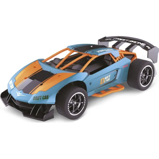 Speed Car 1:14 Street Racer med drift, røg, lys og lyd - Blå/Orange