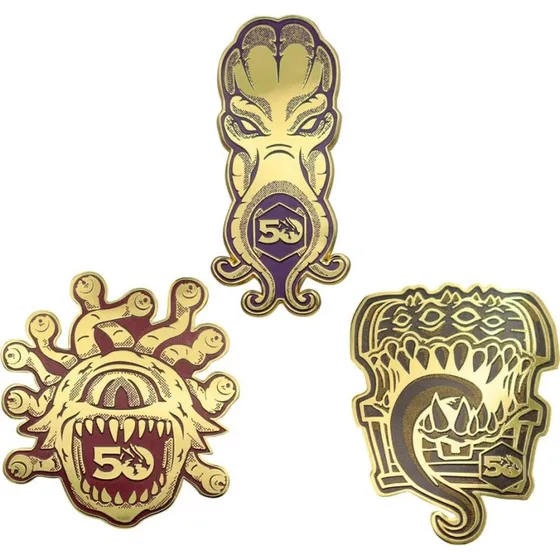 D&D 50-års sæt – 3 nåle: Beholder, Mind Flayer, Mimic