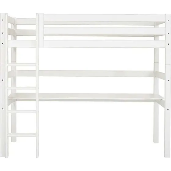 Hoppekids ECO Luxury Højseng m. bordplade - 90x200 cm - Hvid