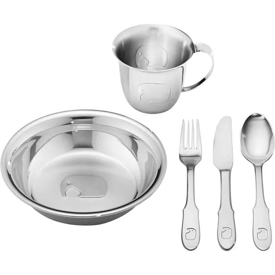 Georg Jensen Elephant børnesæt 5 dele - rustfrit stål