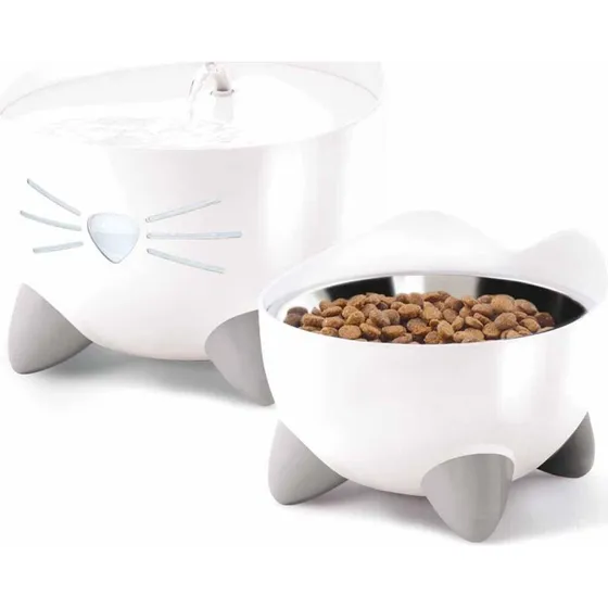 Catit Pixi Combo Kit - Hvid kattefontæne & foderskål