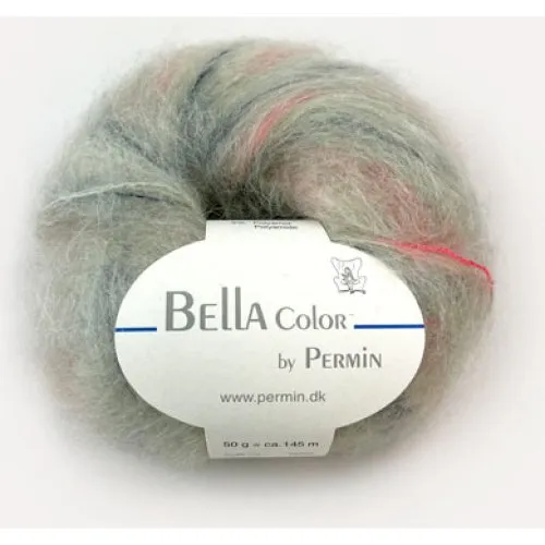 Bella Permin Mohairgarn - Salvie/Pink/Grå - 50g