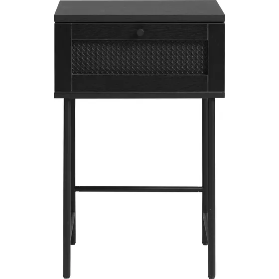 Håum Brooklyn sidebord 45x45x70 cm - Sort med skuffe og rattan