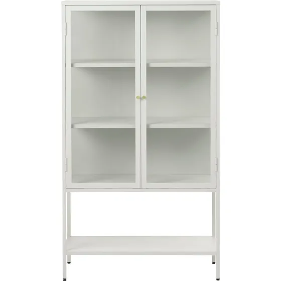 Carmel Højskab 160 cm - Greige Metal med 2 Glaslåger