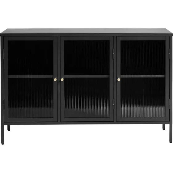 Håum Sundsvall Bronco Skænk - Sort metal & riflet glas - 132x40x85cm