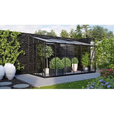Vitavia vægdrivhus Ida 7,8 m² – sort, 3 mm hærdet glas