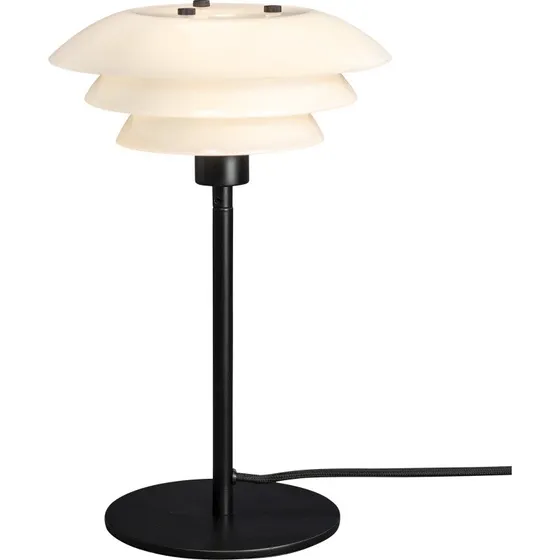 Dyberg Larsen DL20 bordlampe, sort med opal glasskærm