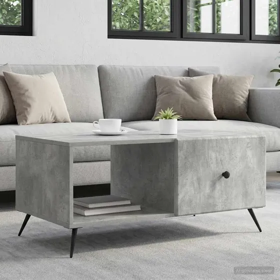 vidaXL Sofabord Betongrå 90 x 50 x 40 cm i Konstrueret Træ