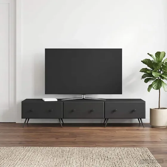 vidaXL TV-skab med 3 skuffer, sort, 147 x 34,5 x 30 cm
