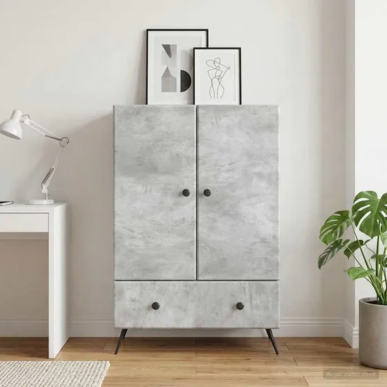 vidaXL Sideboard Betongrå 66 x 34,5 x 95 cm i konstrueret træ