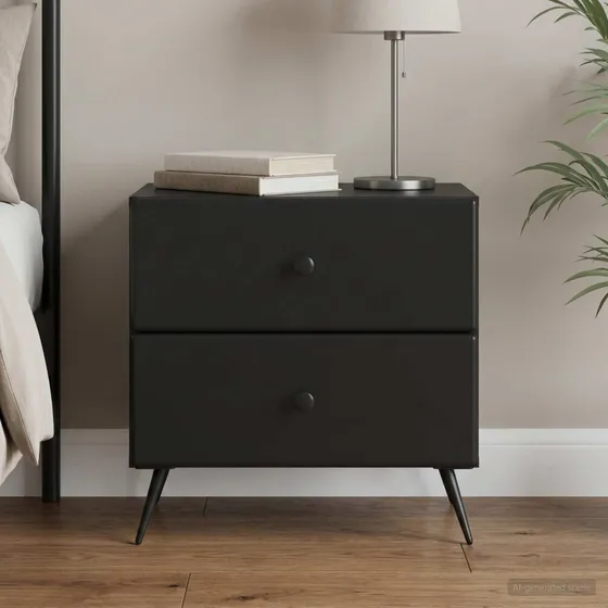 vidaXL Natskab Sort 62 x 34,5 x 47,5 cm i konstrueret træ