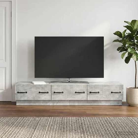 vidaXL TV-skab med skuffe, Betongrå, 147 x 34,5 x 27 cm
