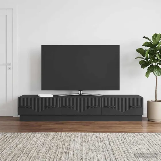 vidaXL TV-skab med skuffer, sort, 147 x 34,5 x 27 cm