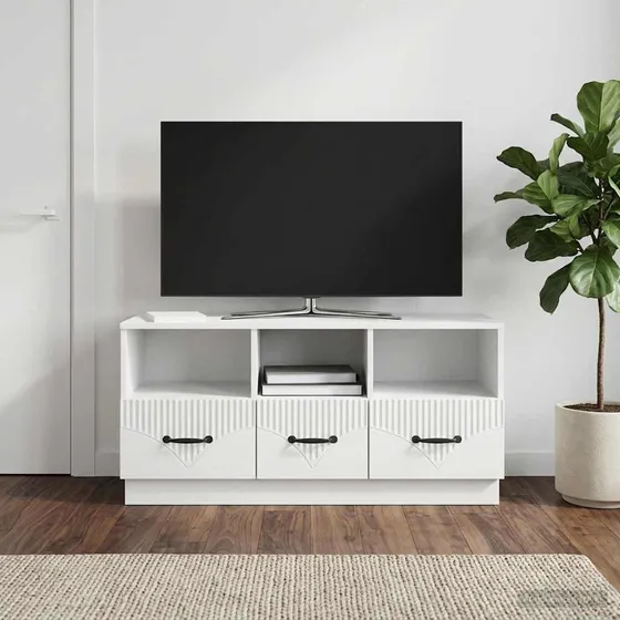 vidaXL TV-skab i hvid højglans, 102 x 34,5 x 47 cm