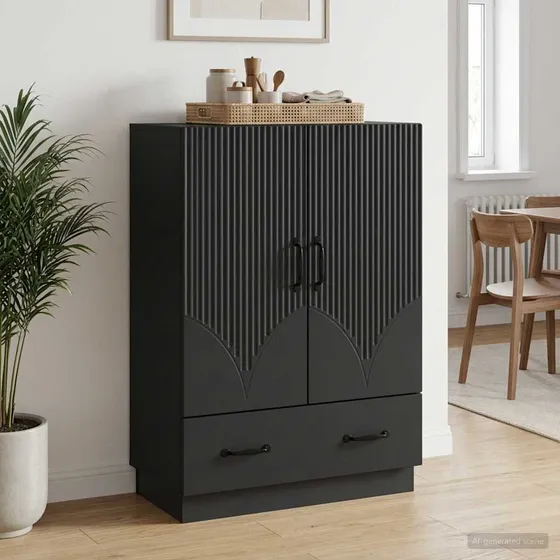 vidaXL Sideboard med skuffe, sort, 66 x 34,5 x 92 cm