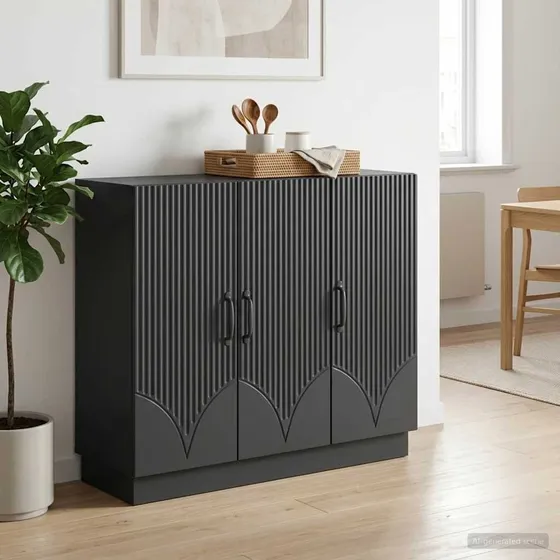vidaXL Sideboard Sort 89 x 34,5 x 77 cm i konstrueret træ