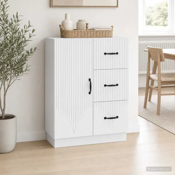 vidaXL Sideboard Hvid 66 x 34,5 x 87 cm i konstrueret træ