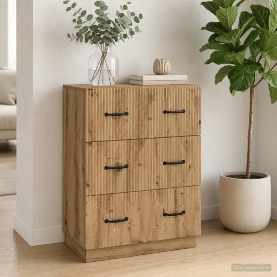 vidaXL Skuffeskab i Artisan-eg, 66 x 34,5 x 87 cm