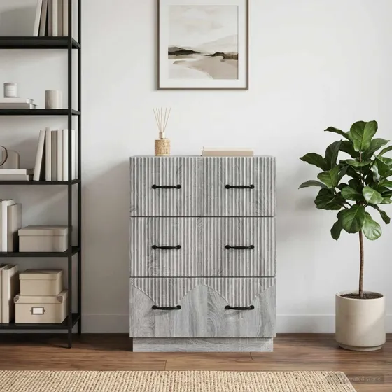 vidaXL Skuffeskab Grå Sonoma-eg 66 x 34,5 x 87 cm