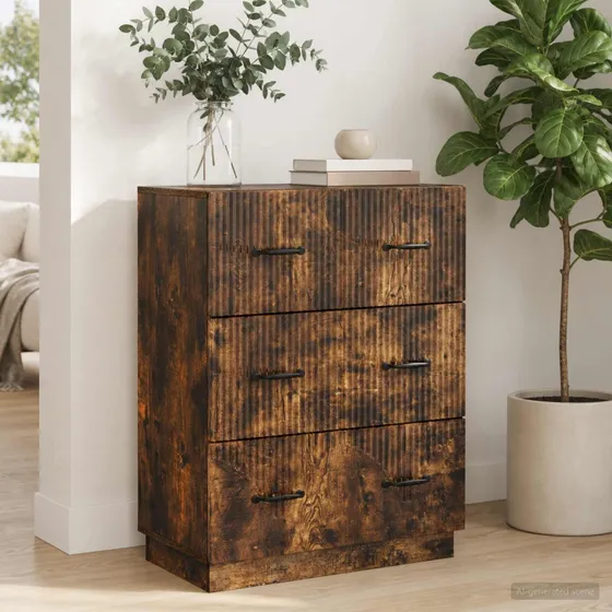 vidaXL Skuffeskab Røget Eg - 66 x 34,5 x 87 cm