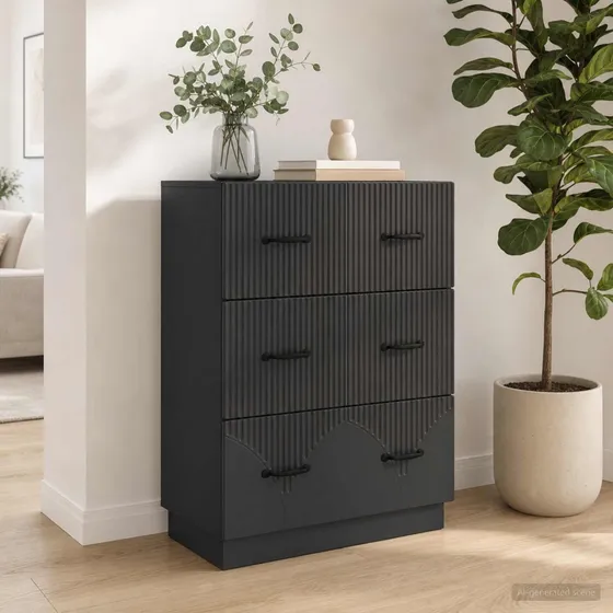 vidaXL Skuffeskab Sort 66 x 34,5 x 87 cm i konstrueret træ