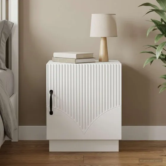 vidaXL Sengebord Hvid 43 x 34,5 x 47 cm - Konstrueret træ