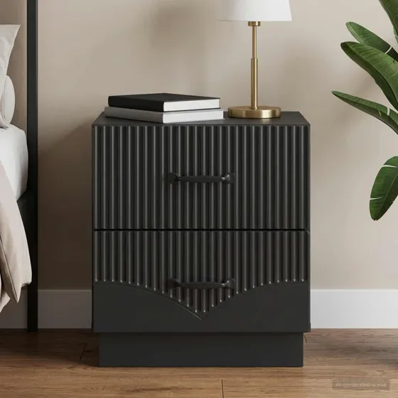 vidaXL Natskab med skuffe, Sort, 43 x 34,5 x 44,5 cm