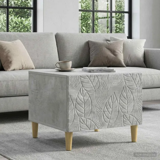 vidaXL Sofabord Betongrå 50 x 49 x 40 cm med Eukalyptusben